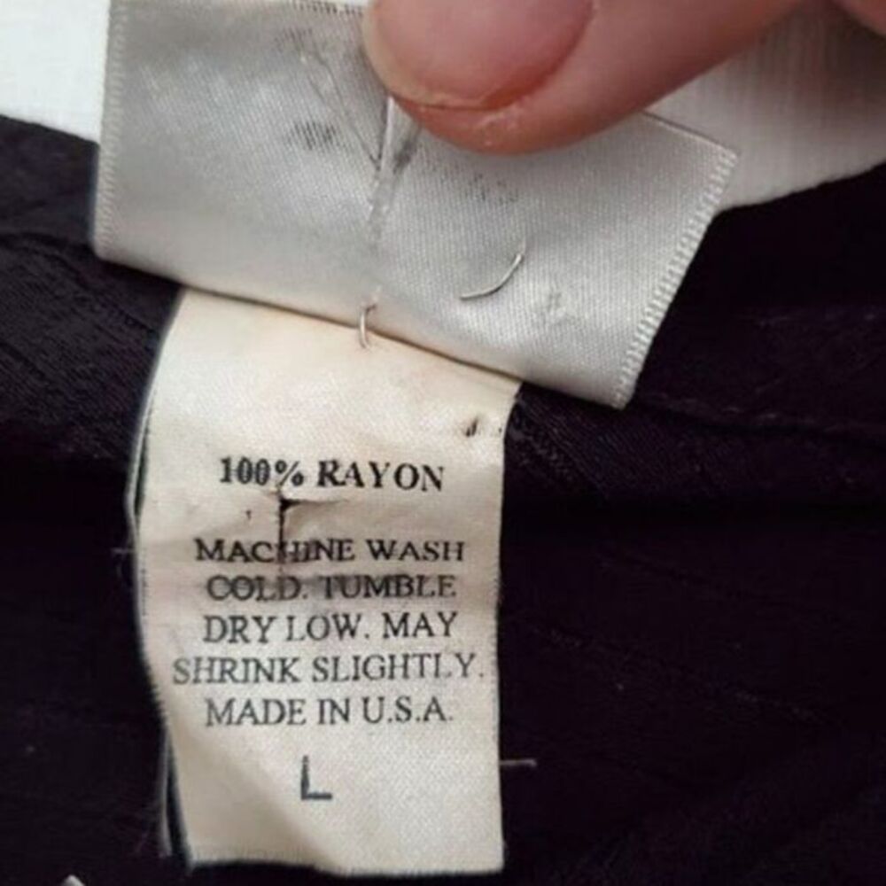 VTG Eileen Fisher Black Rayon Ribbed Maxi Dress Sleeveless Made in USA Sz L - Picture 9 of 9